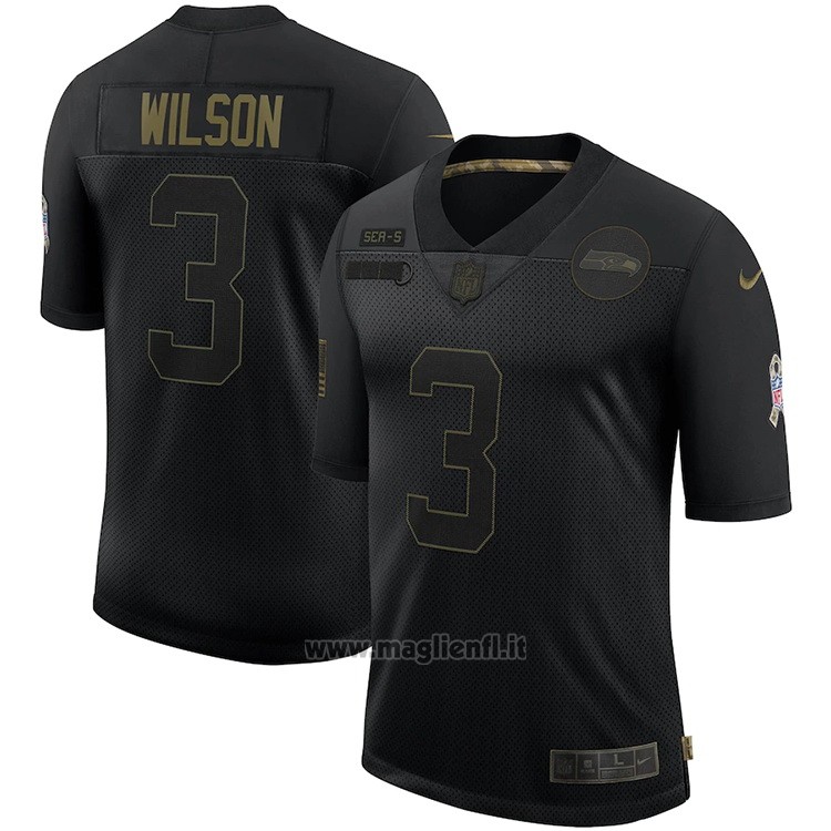 Maglia NFL Limited Seattle Seahawks Wilson 2020 Salute To Service Nero